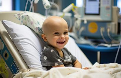 Child with cancer smiling in hospital. Image credit Adobe Stock. Child with cancer smiling in hospital. Image credit Adobe Stock.